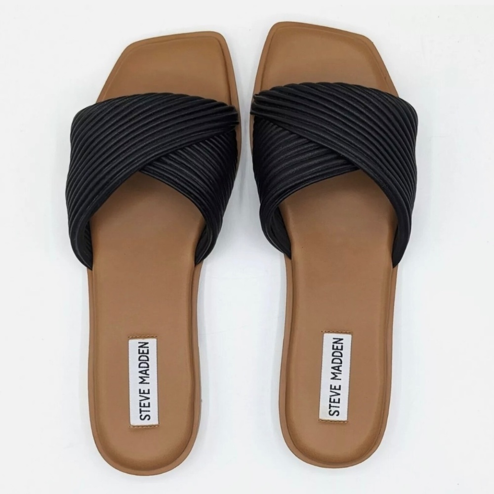 Steve Madden Women's Size 10 Limitt Textured Slide Dandle, Black, NEW Quick Ship - Picture 4 of 9